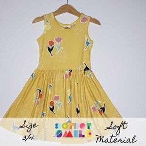 DotDotSmile Size 3/4t Tank Dress - NWT Yellow with Tulips